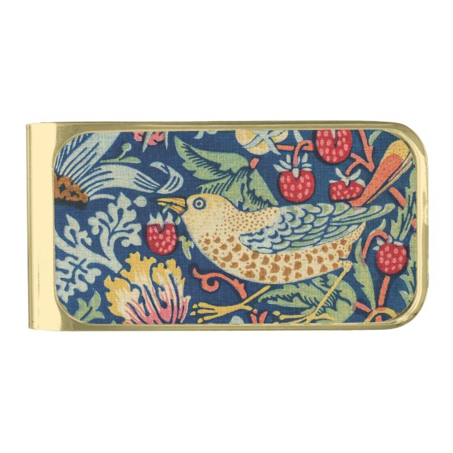 William Morris - Strawberry Thief Gold Finish Money Clip (Front)