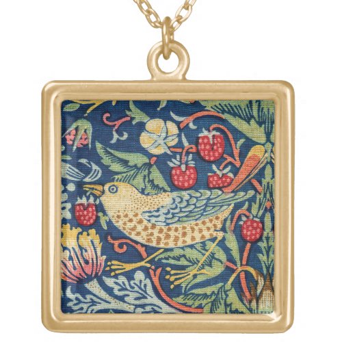 William Morris _ Strawberry Thief Gold Plated Necklace