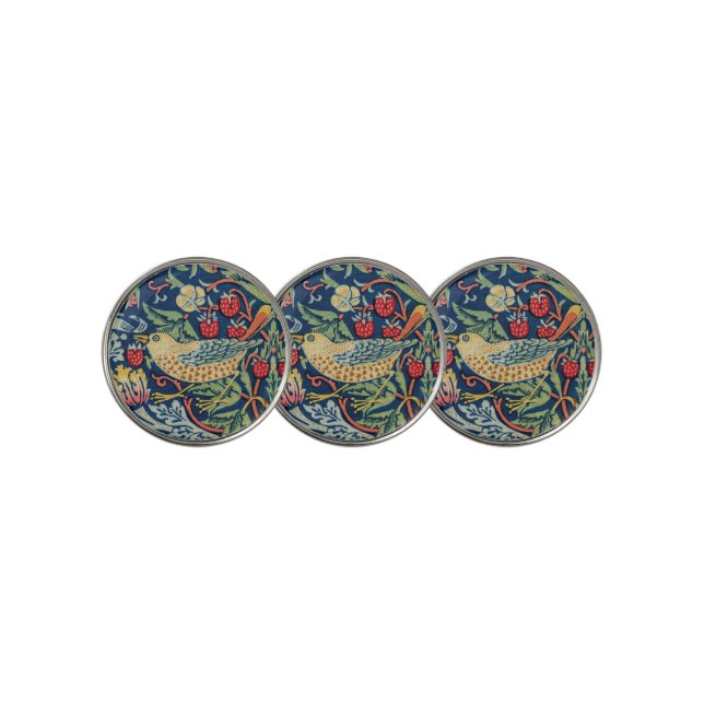 William Morris - Strawberry Thief Golf Ball Marker (3 Up)