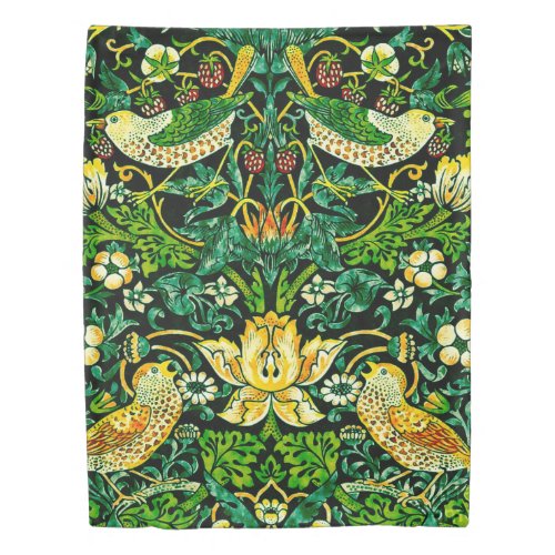 William Morris Strawberry Thief Green And Orange Duvet Cover