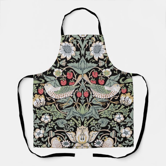 William Morris Strawberry Thief I Black Birds Apron (Front)