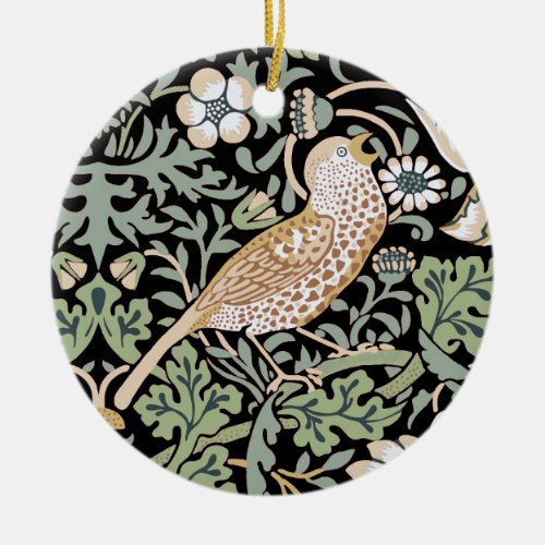 William Morris Strawberry Thief I Black Birds Ceramic Ornament