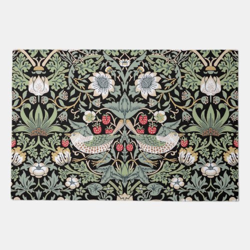 William Morris Strawberry Thief I Black Birds Doormat