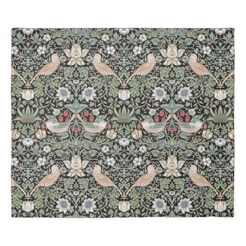 William Morris Strawberry Thief I Black Birds Duvet Cover