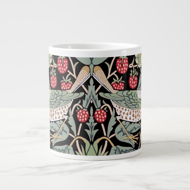 William Morris Strawberry Thief I Black Birds Giant Coffee Mug (Front)