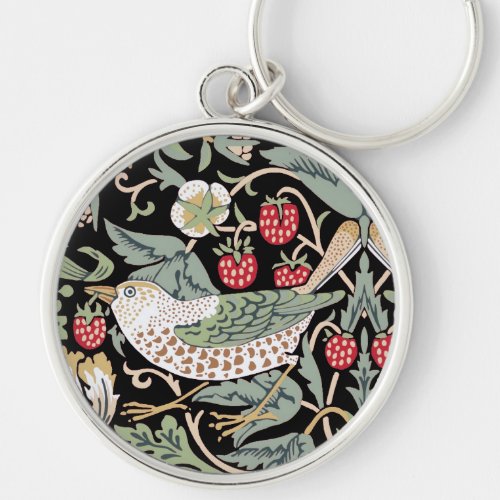 William Morris Strawberry Thief I Black Birds Keychain