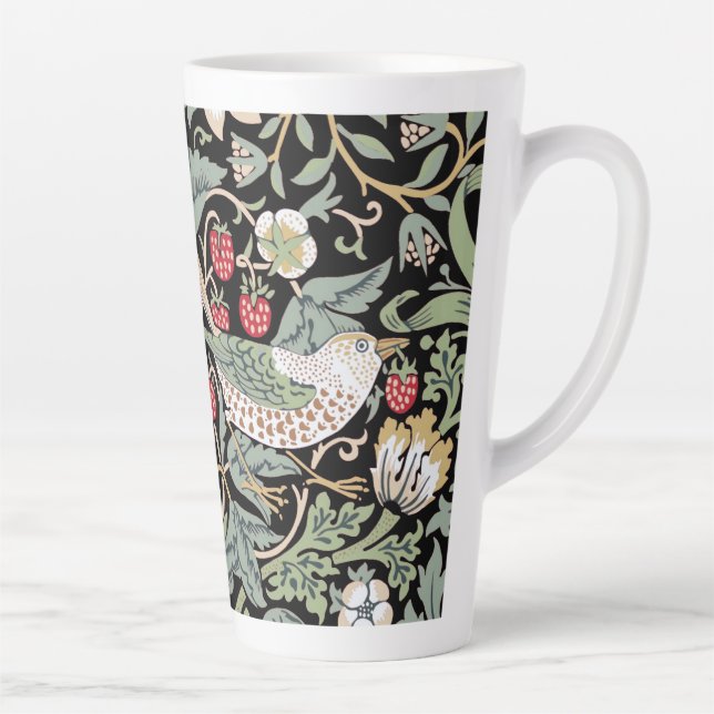 William Morris Strawberry Thief I Black Birds Latte Mug (Right)