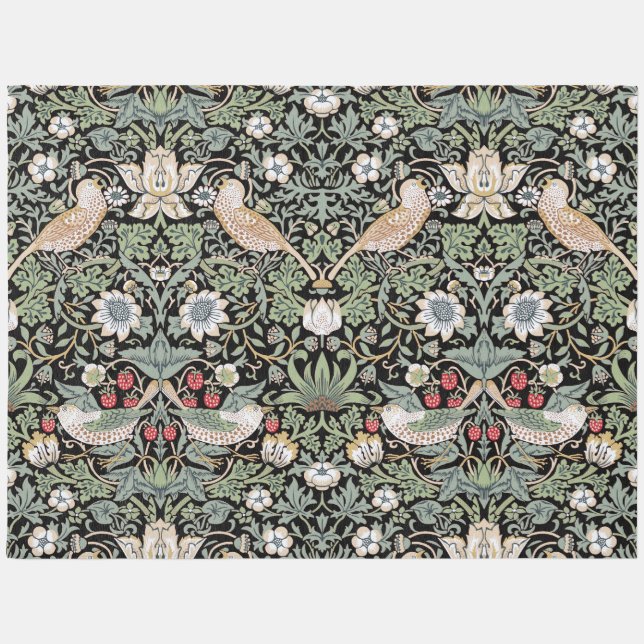 William Morris Strawberry Thief I Black Birds Rug (Front)