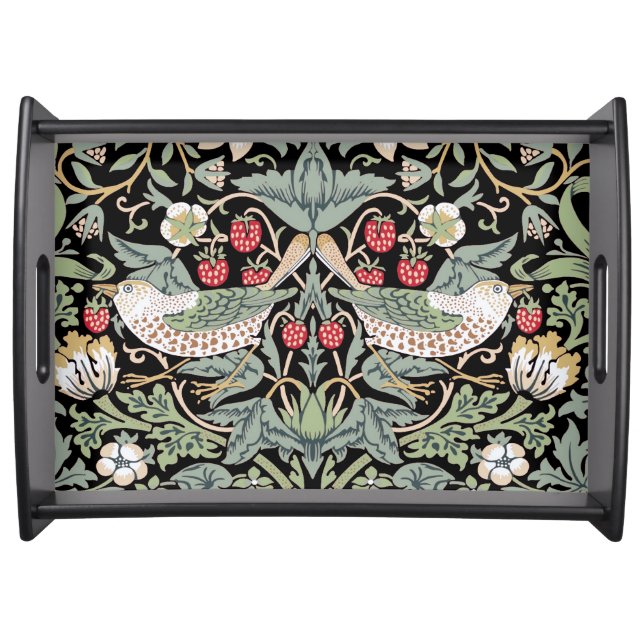 William Morris Strawberry Thief I Black Birds Serving Tray (Front)