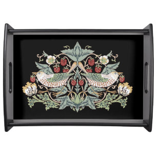 William Morris Strawberry Thief I Black Birds Serving Tray