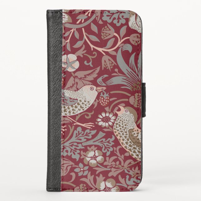 William Morris Strawberry Thief iPhone Wallet Case (Front)
