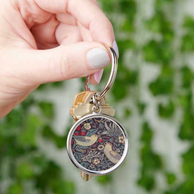 William Morris Strawberry Thief Keychain (Hand)