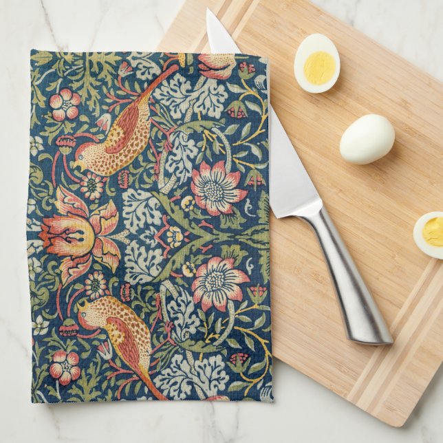 William Morris Strawberry Thief kitchen towel  (Quarter Fold)