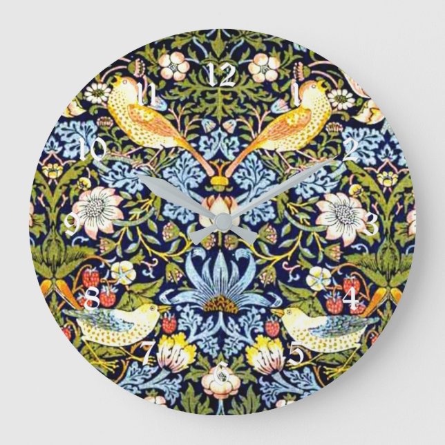 William Morris, Strawberry Thief, Large Clock (Front)