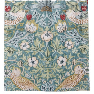 William Morris Strawberry Thief Light Design Shower Curtain