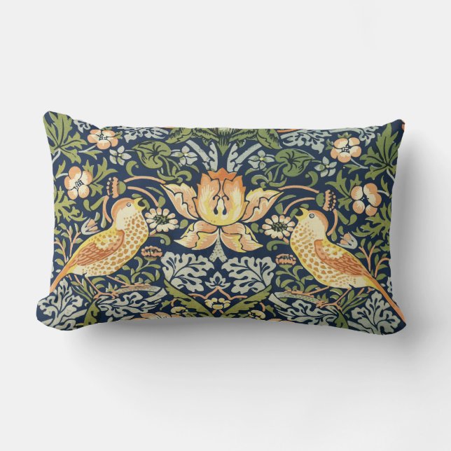 William Morris Strawberry Thief Lumbar Pillow (Front)