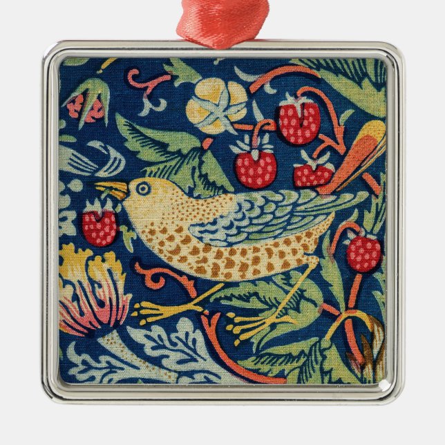 William Morris - Strawberry Thief Metal Ornament (Front)