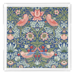 William Morris Strawberry Thief Navy Coral Acrylic Tray