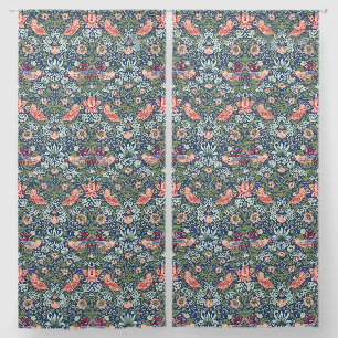William Morris Strawberry Thief Navy Coral Blackout Curtains