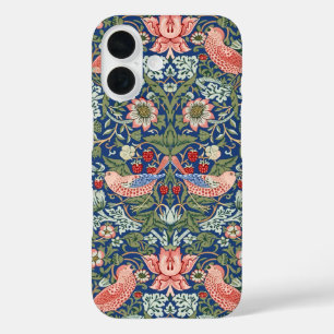 William Morris Strawberry Thief Navy Coral iPhone 16 Case