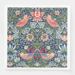William Morris Strawberry Thief Navy Coral Paper Dinner Napkins