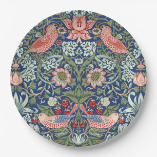William Morris Strawberry Thief Navy Coral Paper Plates