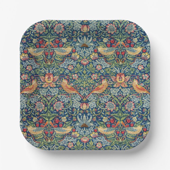 William Morris - Strawberry Thief Paper Plates (Front)