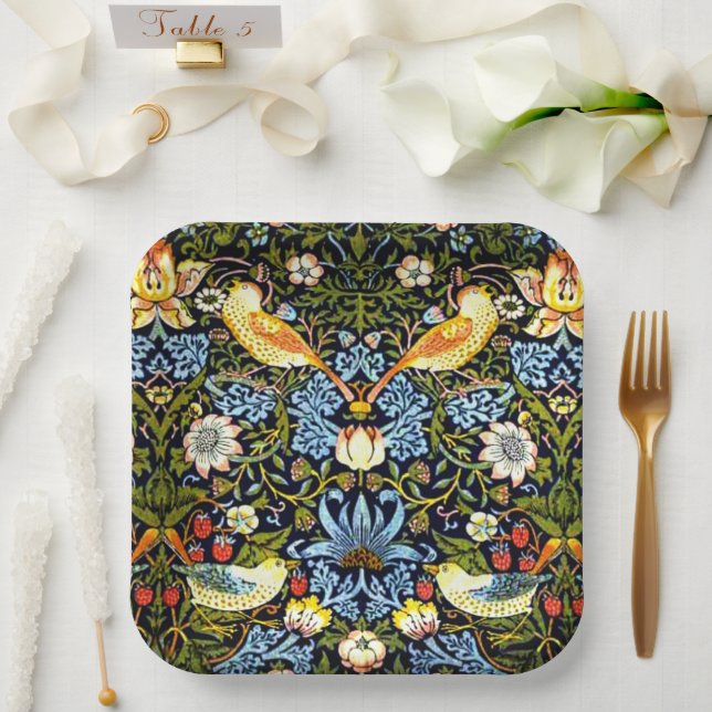 William Morris, Strawberry Thief, Paper Plates (Wedding)