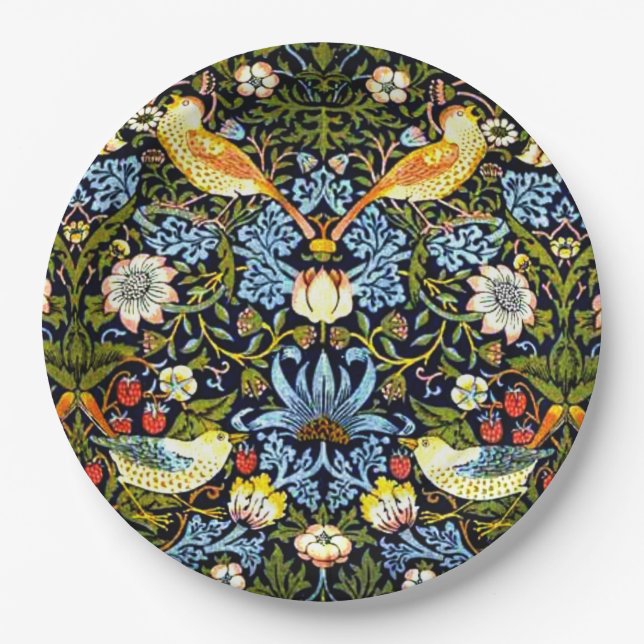 William Morris - Strawberry Thief Paper Plates (Front)