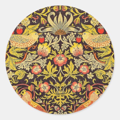 William Morris Strawberry Thief Pattern Classic Round Sticker