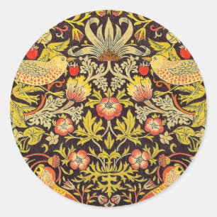 William Morris Strawberry Thief Pattern Classic Round Sticker