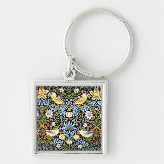 William Morris - Strawberry Thief pattern Keychain (Front)