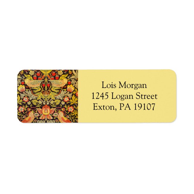 William Morris Strawberry Thief Pattern Label (Front)