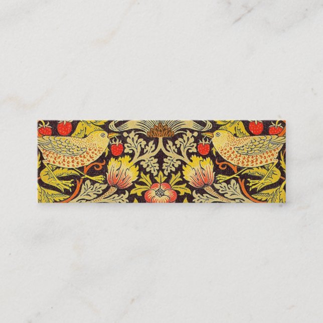 William Morris Strawberry Thief Pattern Mini Business Card (Front)
