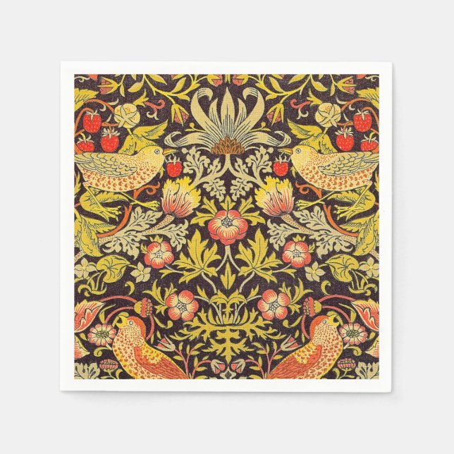 William Morris Strawberry Thief Pattern Napkins (Front)