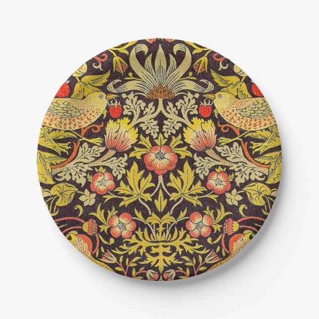 William Morris Strawberry Thief Pattern Paper Plates (Front)