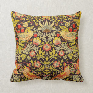 William Morris Strawberry Thief Pattern Throw Pillow