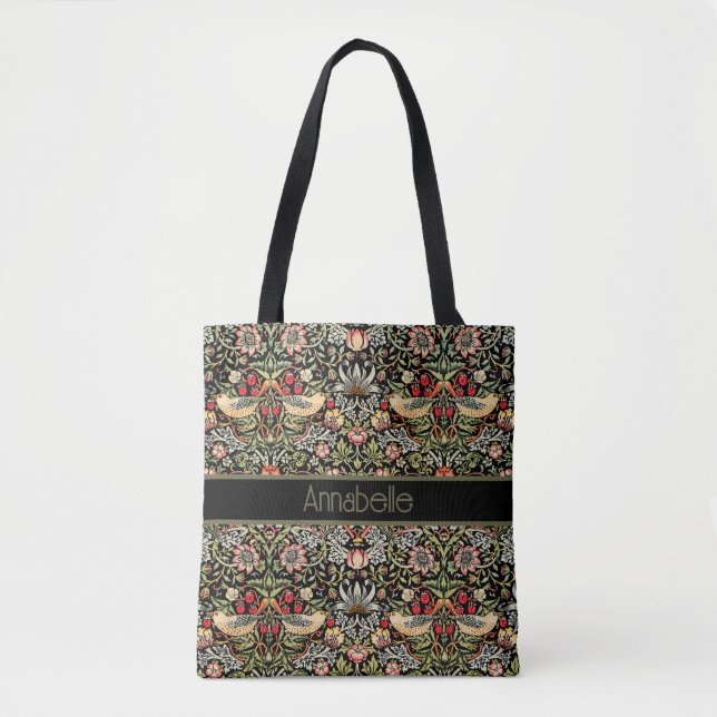 William Morris Strawberry Thief Personalize Tote Bag (Front)