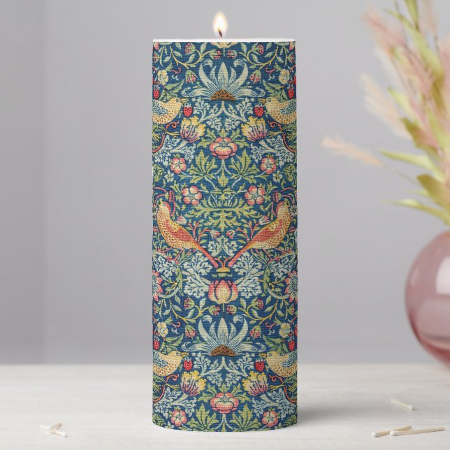 William Morris - Strawberry Thief Pillar Candle (In Situ)