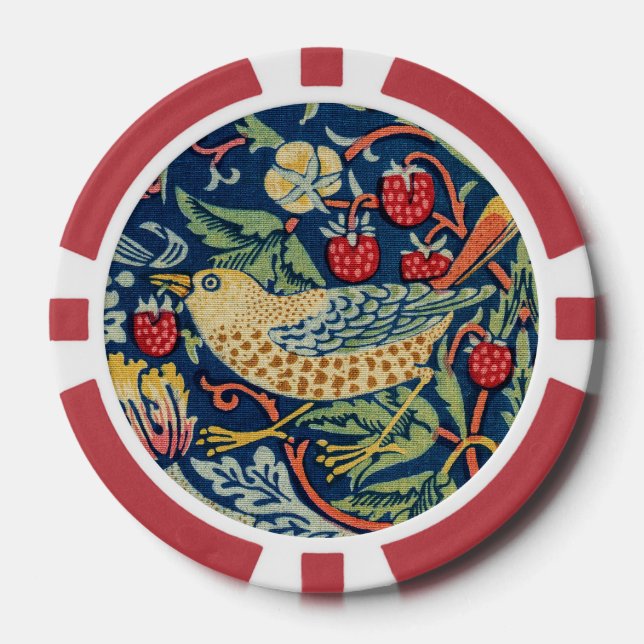 William Morris - Strawberry Thief Poker Chips (Front)