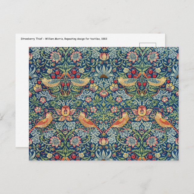 William Morris - Strawberry Thief Postcard (Front/Back)