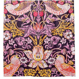 William Morris Strawberry Thief Purple Version Shower Curtain