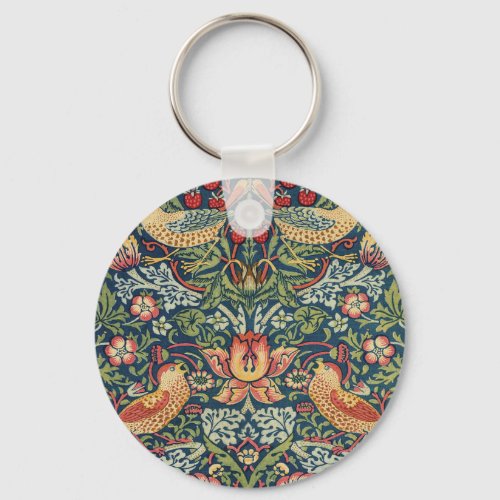 William Morris Strawberry Thief Restored Version Keychain