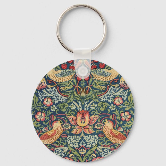 William Morris Strawberry Thief Restored Version Keychain (Front)