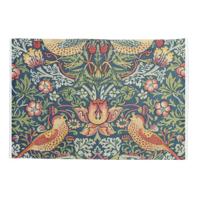 William Morris Strawberry Thief Restored Version Pillow Case (Back)