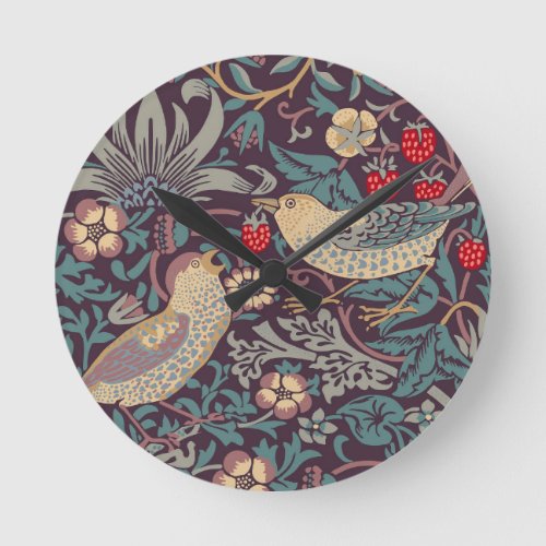 William Morris Strawberry Thief Round Clock