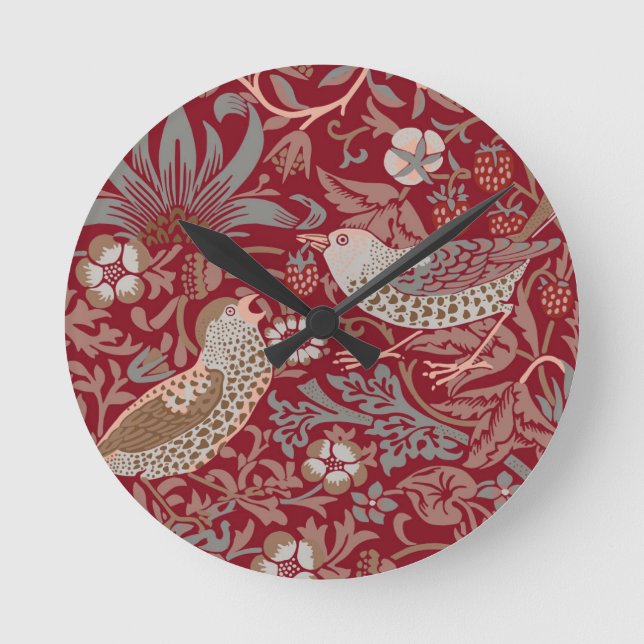 William Morris Strawberry Thief Round Clock (Front)