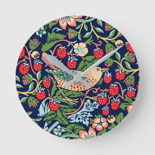 William Morris Strawberry Thief Round Clock