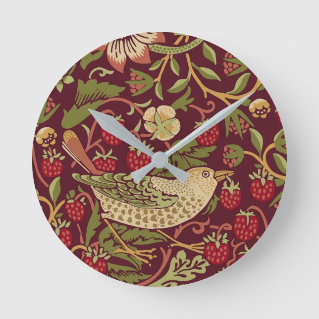 William Morris Strawberry Thief Round Clock (Front)