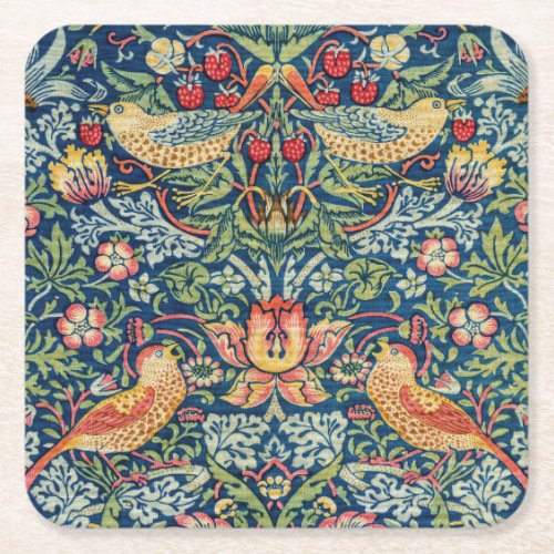 William Morris _ Strawberry Thief Square Paper Coaster